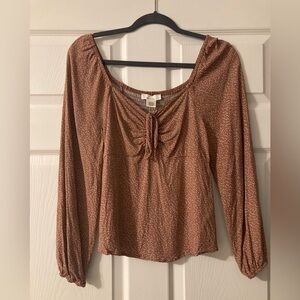 URBAN Romantics Brown Gathered Front Blouse